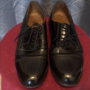 Florsheim Polished Leather Black Cap-Toe Derby Oxfords